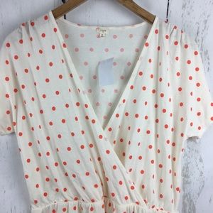 NWT J. Crew Orange Polka Dot  V - Neck Top